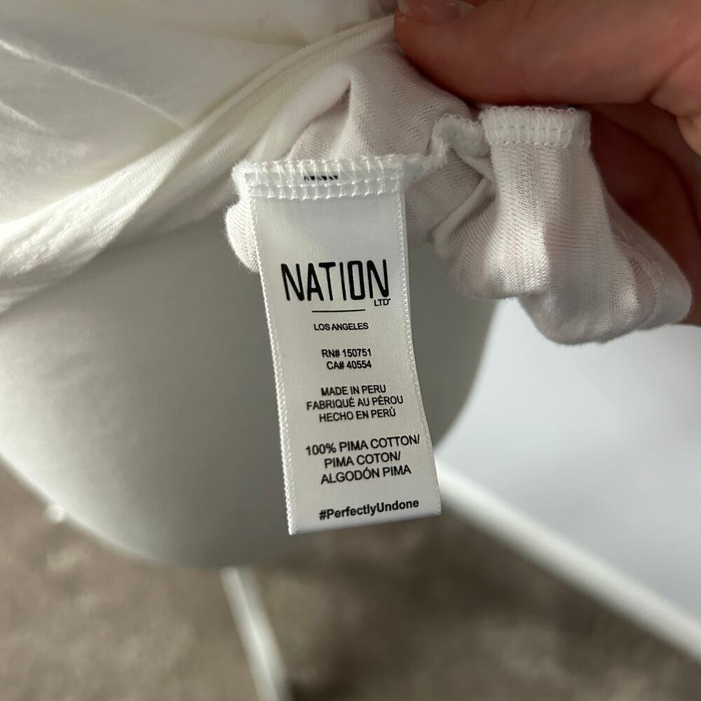 Nation LTD White T-Shirt Blouse Top Spring Closet Staple Pima Cotton Size Small - Picture 5 of 5